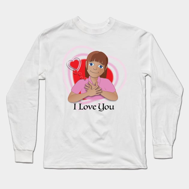 I Love You! (Autism AAC T-shirt) Long Sleeve T-Shirt by Aurora Symbols AAC & Autism